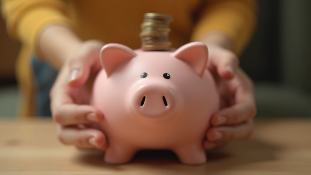 Sparbüchse mit Münzen, Hände beim Einzahlen, finanzielle Planung und Ersparnisse