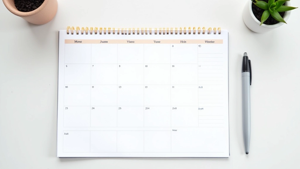 Kalender mit markierten Wochentagen und Budget-Tracking Notizen, Planung sichtbar